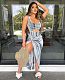 Sexy Tie Dye Print Sleeveless Vest Top Asymmetrical High Split Long Skirt Women Clothes 2 Pieces Set NK-8606