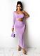 Plus Size Sexy Hollow Out Bodycon Women One Shoulder Long Sleeve Split Drawstring Evening Night Long Dress OM-1220