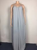 Solid Color Sleeveless Spaghetti Strap Fashion High Street Wear Clothes Loose Plus Size Jumpsuits TB-5271