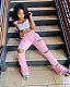 Summer Solid Color High Waist Pocket Drawstring Lace Up Hole Ripped Pleated Skinny Women Pencil Pants SMD-2024