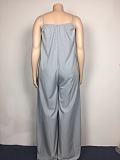 Solid Color Sleeveless Spaghetti Strap Fashion High Street Wear Clothes Loose Plus Size Jumpsuits TB-5271