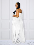 Solid Color Sleeveless Spaghetti Strap Fashion High Street Wear Clothes Loose Plus Size Jumpsuits TB-5271