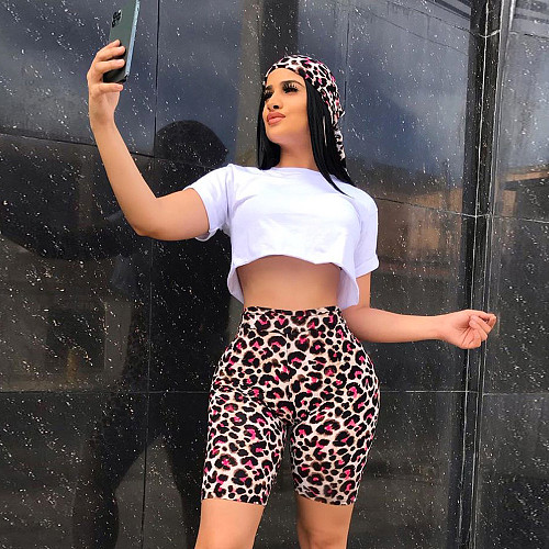 Women Summer Casual Print High Waist Package Buttocks Bodycon Straight Shorts SH-390123