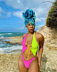 Sexy Cut Out Swimwear Women Sleeveless Color Patchwork Cross Backless Bandage Summer One Piece Swimsuit BGN-176