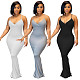 Sexy Solid Color Deep V-Neck Summer Women Sleeveless Spaghetti Strap Skinny Party Maxi Dresses CHY-1330