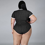Plus Size Swimsuit Printed Crop Top Beach 2 Piece Bikini Set OSS-21106