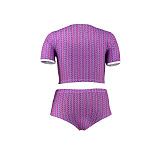 Plus Size Swimsuit Printed Crop Top Beach 2 Piece Bikini Set OSS-21106