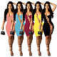 Sexy Women's Summer Solid Color Sleeveless Hollow Out Metal Chain Bandage Bodycon Night Clubwear Dress PN-6704