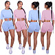 Summer Outfits Solid Short Sleeve O Neck Drawstring Crop Tops Strechy Shorts Active Trakcsuit 2 Piece Set WSY-5882