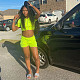Casual Women Solid Color Summer Zipper Short Sleeve Hooded Sweatshirt Crop Top Shorts Two Piece Set WSY-5881