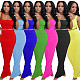 Fashion Women Solid Color Sleeveless Crop Top High Waist Elastic Long Skirts Summer Two Pieces Set SFY-152