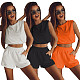Summer Women Clothes Sexy Solid Sleeveless Tank Vest Crop Top Elastic Waist Shorts Stretch 2 Pieces Set ML-7446