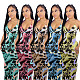 Womens Sexy Spaghetti Straps Sleeveless V-neck Split Printed Skinny Summer Club Party Maxi Long Dress DY-6969