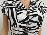 2021 Summer Printed Single-Breasted Sashes Women Turn-down Collar Short Sleeve Skinny Short Rompers DY-6663