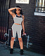 Sexy Sheer Mesh Patchwork Sleeveless Vest Crop Top Biker Shorts Summer Casual Active Two Piece Set MEI-9190