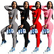 Women Tracksuit Solid Color Long Sleeve Zipper Crop Tops+Pencil Pants Summer Sport Two Piece Set XMY-9311