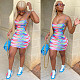 Summer Women Sexy Tie Dye Print Backless Sleeveless Strap Bandage Party Club Bodycon Mini Dress NY-2118