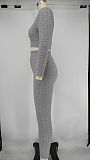 Women Tracksuit Solid Color Long Sleeve Zipper Crop Tops+Pencil Pants Summer Sport Two Piece Set XMY-9311