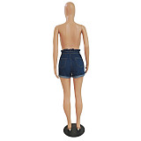 Summer Fashion Women Clothing High Waist Washed Make Old Ripped Casual Wear Denim Shorts CN-0148
