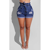 Summer Fashion Women Clothing High Waist Washed Make Old Ripped Casual Wear Denim Shorts CN-0148