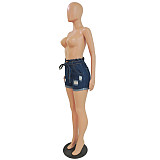 Summer Fashion Women Clothing High Waist Washed Make Old Ripped Casual Wear Denim Shorts CN-0148