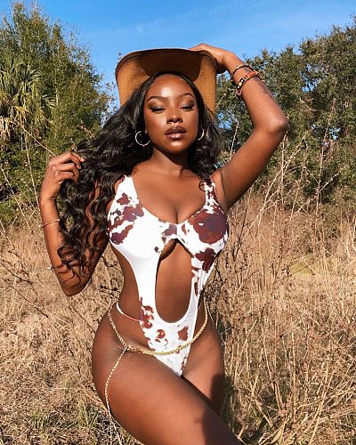 Women Sexy Bathing Suits Print V-Neck Sleeveless Hollow Out Summer Beachwear One Piece Swimsuits MDF-5244