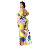 Plus Size Women's Sexy Pleated Off The Shoulder Short Sleeve Crop Tops Flared Pants Two Piece Set ASL-7031