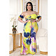 Plus Size Women's Sexy Pleated Off The Shoulder Short Sleeve Crop Tops Flared Pants Two Piece Set ASL-7031