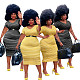 Summer Plus Size Classic Striped Print V Neck Elegant Short Sleeve Casual Maxi Dresses YIM-190
