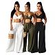 Fashion Women Clothing Solid Sleeveless Halter Crop Tops Wide Leg Pants Summer 2021 Two Piece Sets DY-6966