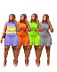 Summer Fashion Elegant Solid Color O Neck Short Sleeves A Line Elastic Women Pleated Mini Dresses SD-25122