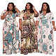 Plus Size Half Sleeve V Neck High Waist Knitted Lace Up Women Loose Fit Long Maxi Dress OSS-21116