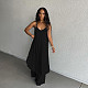 Women Sexy Beachwear V Neck Spaghetti Strap Solid Color Long Top Wide Leg Pants Casual Two Piece Suits MAE-2107