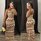 Summer Clothing Sexy Printed Sleeveless Spaghetti Strap Mid Waist A Line Club Party Long Maxi Dress ANDI-0606