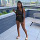 Solid Bandage Crop Tank Top Skinny Biker Shorts Sexy Club Party Women 2 Piece Set LDS-3287