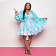 Tie Dye Printed V-Neck Sexy Women Elegant Plus Size Vintage Women's Long Sleeve Chic Mini Dresses OSS-21086