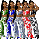 Women Spaghetti Strap Plunging V-neck Crop Top Tie Up Ruffles Loose Pant Summer 2021 Two Piece Set YIM-201