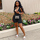 Summer 2021 Women Fashion Solid Hollow Out Slanted Shoulder Streetwear Sleeveless Bodycon Romper BNY-7191