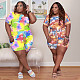 Plus Size Fashion Tie Dye Print One Piece Women's Clothing Custom Sexy Round Neck Pockets Romper BER-8089