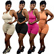 Women Fashion Clothes Sportswear Sleeveless Vest Top Biker Shorts Sexy Summer Fitness Two Piece Set NIYA-8075