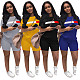 Fashion Short Sleeve O Neck T Shirt Side Stripes Patchwork Biker Shorts Two Piece Set SH-390166