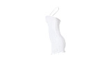 Summer Women's Solid Color Cotton Comfortable Ruffled Bodycon Backless Club Halter Mini Dresses ASL-6391