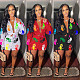 Women Fashion Print Long Sleeve Bandage Lace Up Shirt Button Mini Skirt Skinny Clubwear 2 Piece Set MAE-2105