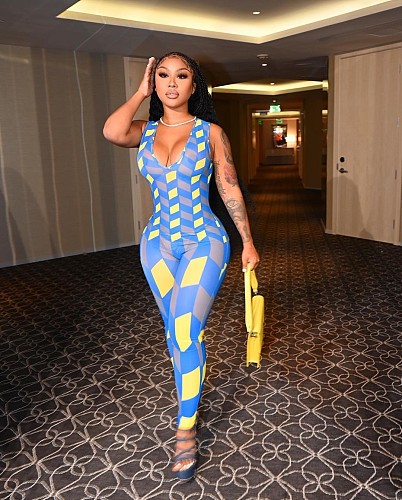 Sexy Clubwear Print V-Neck Sleeveless Women Elegant Clothing Bodycon One Piece Workout Jumpsuit DY-6961