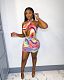 Sexy Hollow Out Halter Sleeveless Tie Dye Print Backless Woman Party Bodycon Mini Dress HMS-5482