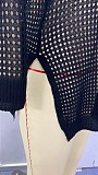 Sexy Solid Crochet Fishnet Hollow Out Mesh Bikini Long Sleeve Boho Beachwear Cover Up Mini Dress OYW-20411