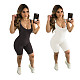 Casual Solid Color Sleeveless Adjustable Spaghetti Strap Skinny High Waist Fitness Women Romper ABL-4018
