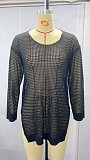 Sexy Solid Crochet Fishnet Hollow Out Mesh Bikini Long Sleeve Boho Beachwear Cover Up Mini Dress OYW-20411