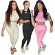 2021 Summer Women Clothes Solid Color Sleeveless Crop Tank Tops Leggings Sports Two Piece Pants Set XY-9112