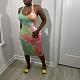 Elegant Women Sexy Tie Dye Print Sleeveless Basic Vest Tank Bodycon Midi Dress HMS-5486